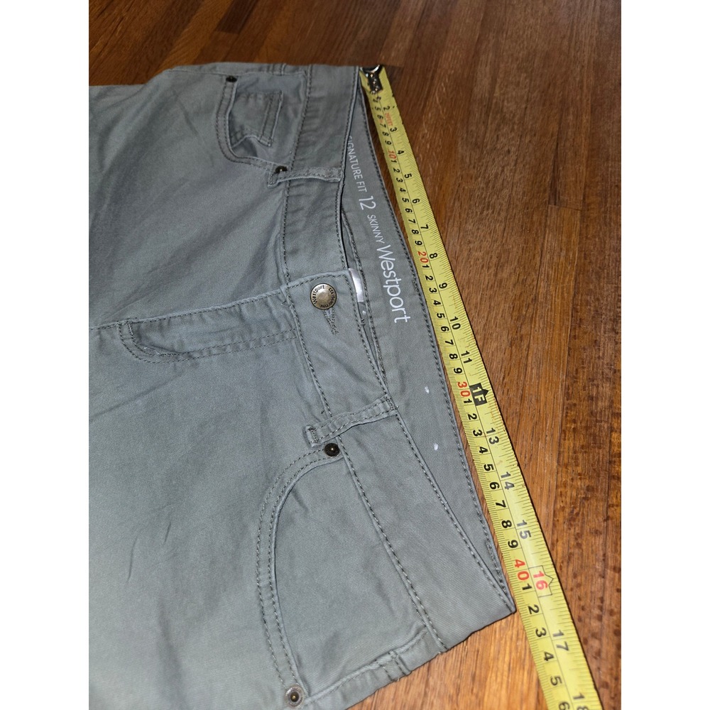 Westport Women 12 Olive Green Signature Fit Skinny Floral‎ Embroidered Pants - Picture 7 of 10